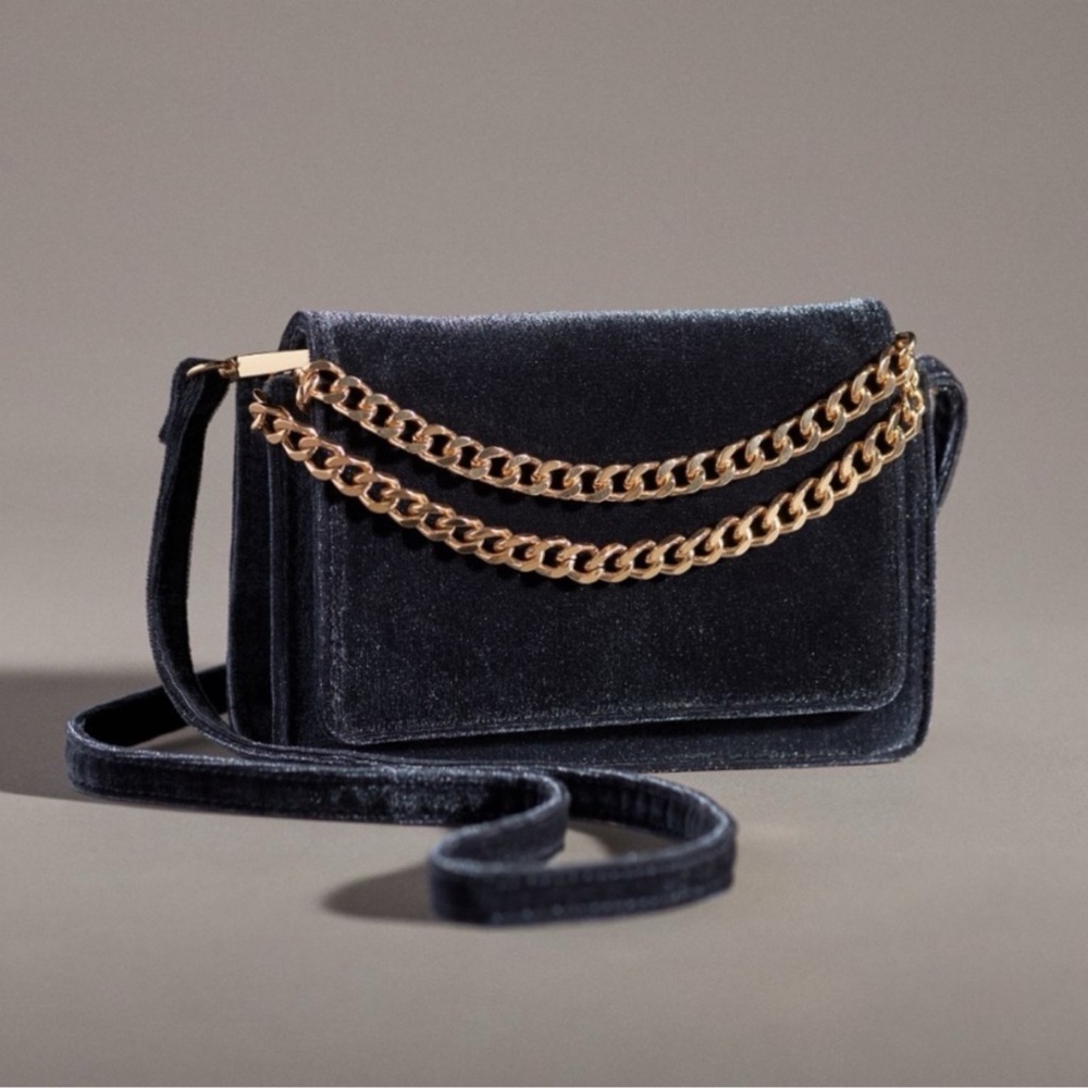 NWT Anthropologie Velvet Crossbody Wallet Bag